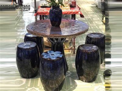 Bộ bàn ghế sứ men đá sang trọng Đôn sứ bền đẹp Giá tốt 