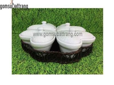 Khay bánh kẹo mứt gốm sứ Bát Tràng dáng tim 4 cánh sang trọng cao cấp 