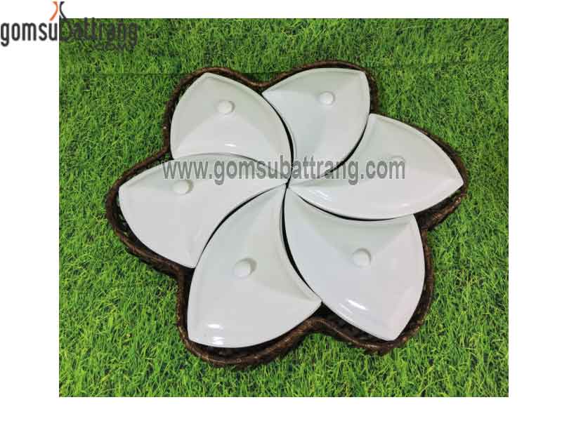 Bộ khay mứt bánh kẹo Bát Tràng 6 cánh men trắng sang trọng tiện ích