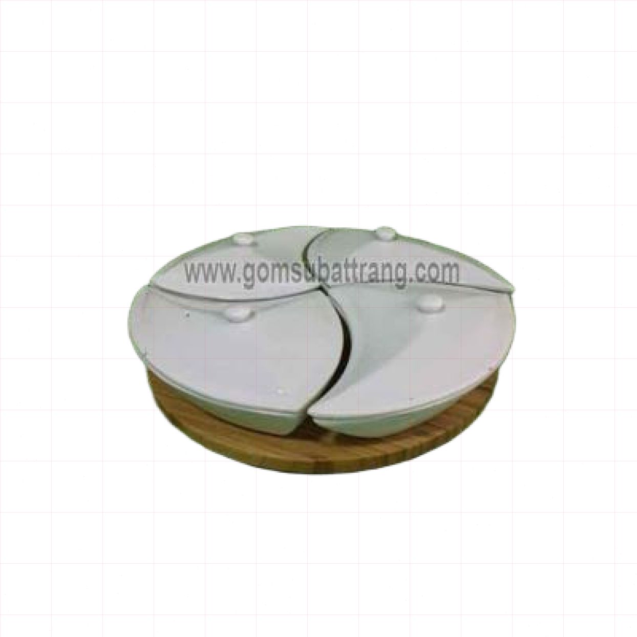 Bộ khay mứt bánh kẹo 4 cánh xoáy men trắng sang trọng đẹp 