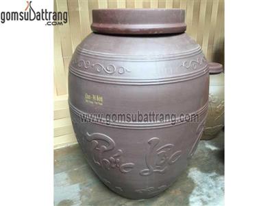 Chum 100 lít sành ngâm rượu họa tiết nổi phúc lộc thọ giá ưu đãi 