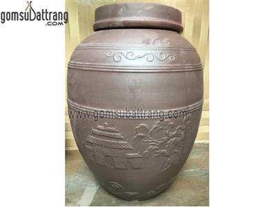 Chum sành ngâm rượu 100 lít họa tiết nổi an toàn bền đẹp 