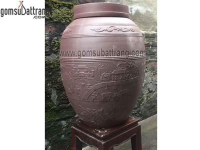 Chum sành 100 lít họa tiết chọi Trâu chất lượng an toàn 