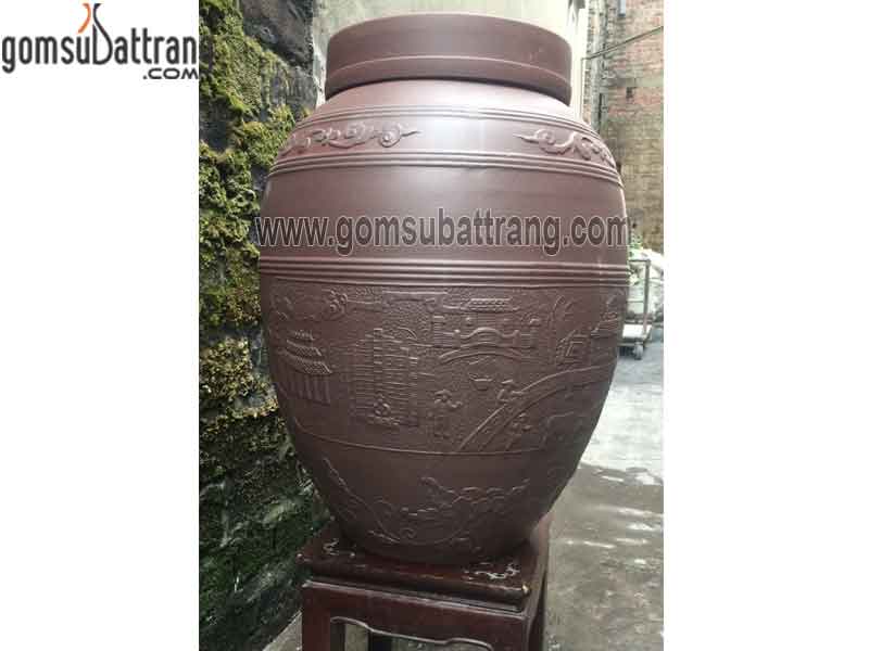 Chum sành 100 lít họa tiết chọi Trâu chất lượng an toàn