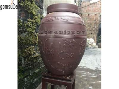 Chum sành ngâm rượu 100L họa tiết Vinh Hoa Phú Quý chuẩn Bát Tràng tiện lợi an toàn 