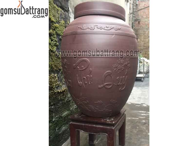 Chum sành ngâm rượu 100L họa tiết Vinh Hoa Phú Quý chuẩn Bát Tràng tiện lợi an toàn