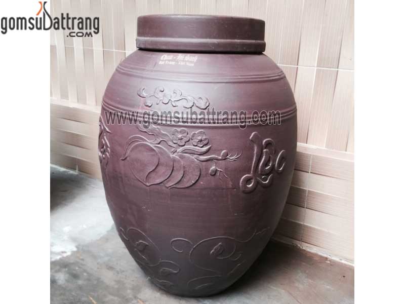 Chum sành 50L ngâm rượu tài lộc họa tiết nổi bền đẹp giá tốt