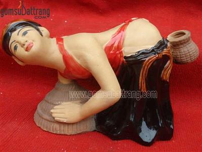 Tượng cô gái úp nơm 22cm trang trí độc đáo quà tặng ý nghĩa 