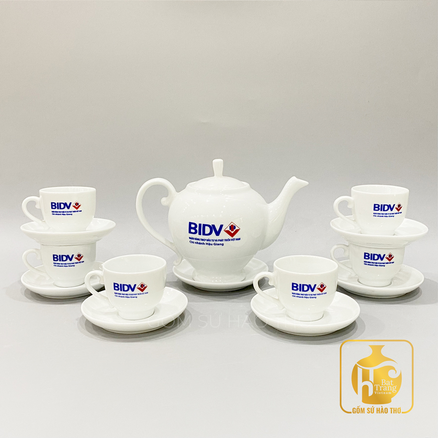Bộ ấm chén trắng Camelia ACT05 650/750ml cao cấp quà tặng sang trọng 