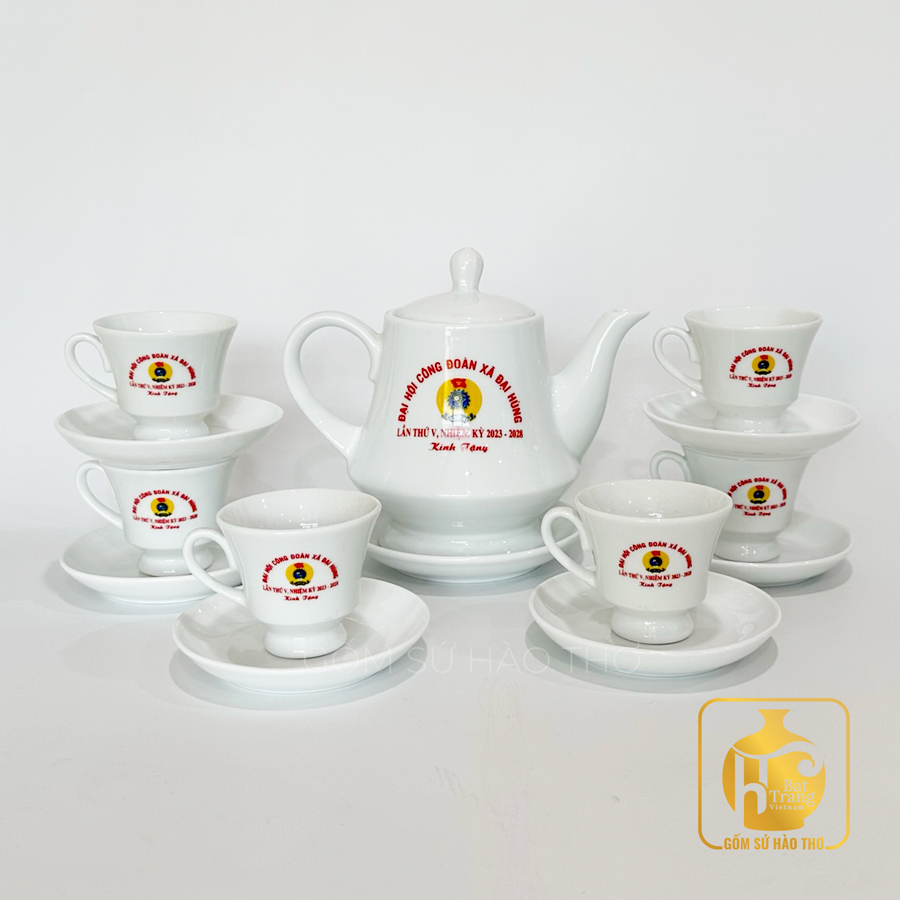 Bộ ấm chén trắng hoàng gia ACT08 650ml quà tặng sang trọng 