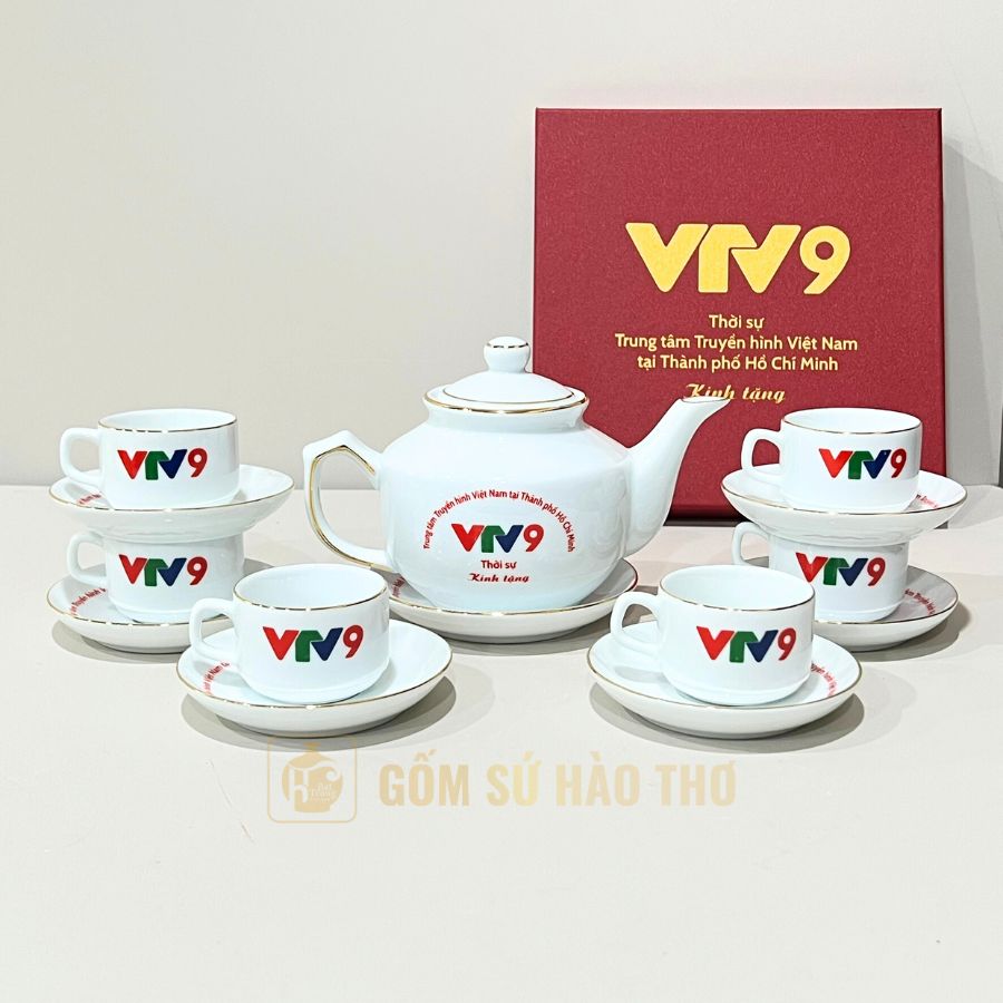 Bộ ấm chén vuông hồng công ACVK25 500ml sang trọng quà tặng 