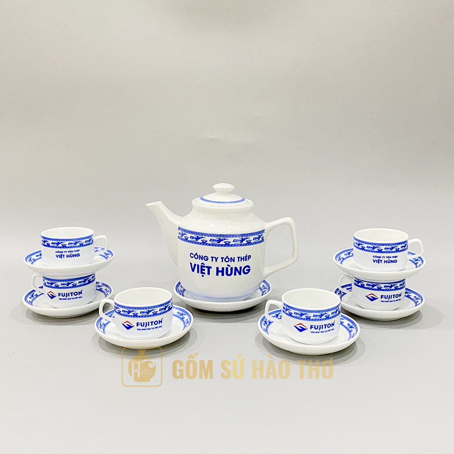 Bộ ấm chén viền màu ACHT07 650ml Thượng hạng quà tặng ý nghĩa 