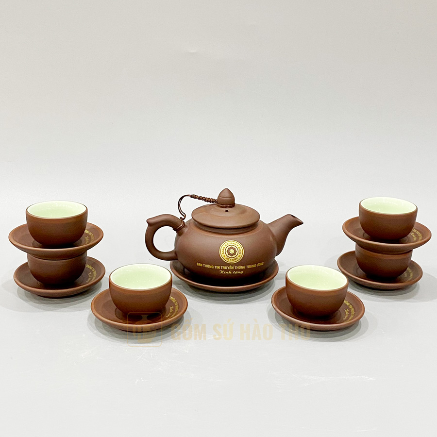 Bộ ấm chén Chóp Chỉ đỏ TS111 cao cấp Gốm sứ Bát Tràng sang trọng 