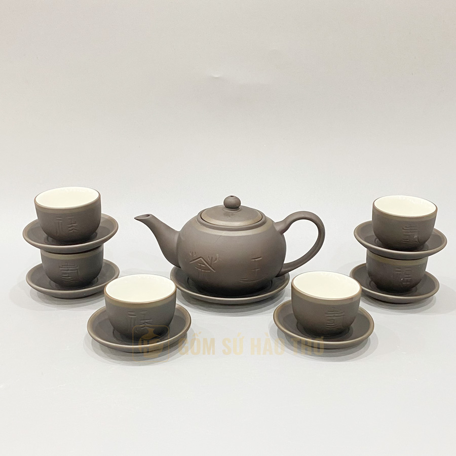 Bộ ấm chén tống chỉ bạc Phúc Thọ TS71 350ml Gốm sứ cao cấp quà biếu 