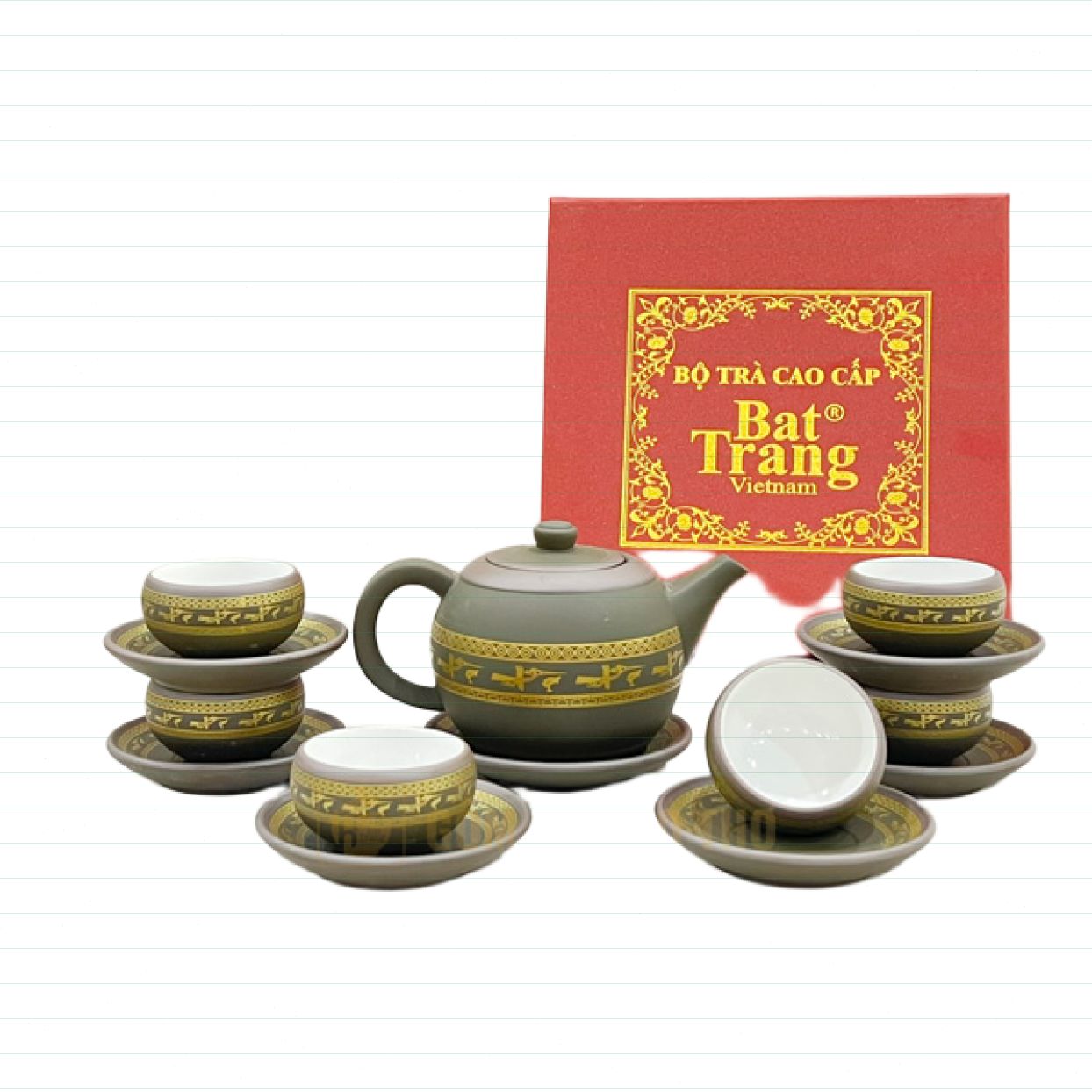 Bộ ấm chén chim hạc TS15 320ml gốm sứ Bát Tràng sang trọng quà tặng 