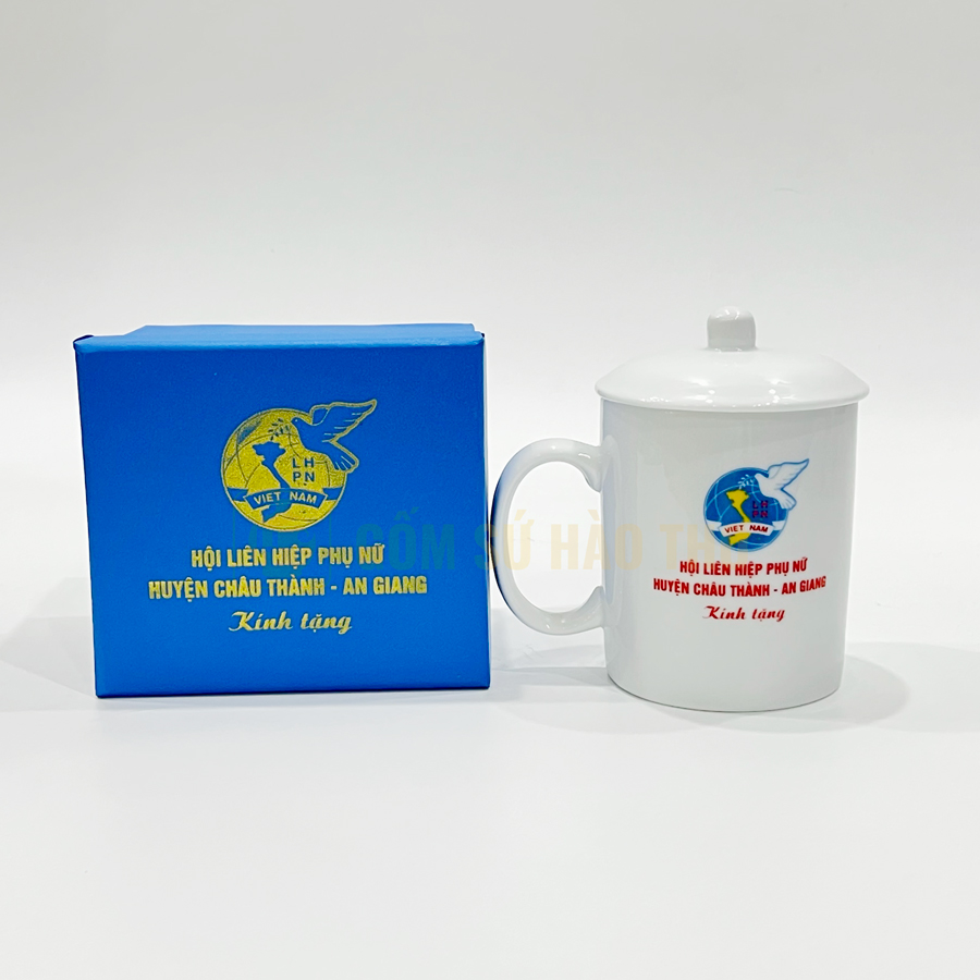 Cốc C có nắp COT34 330ml Gốm sứ cao cấp Bát Tràng sang trọng 