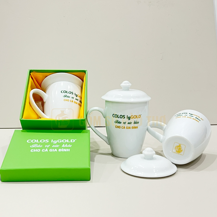 Cốc nắp lõm nhỏ COT3 320ml Gốm sứ Bát Tràng chất lượng cao 