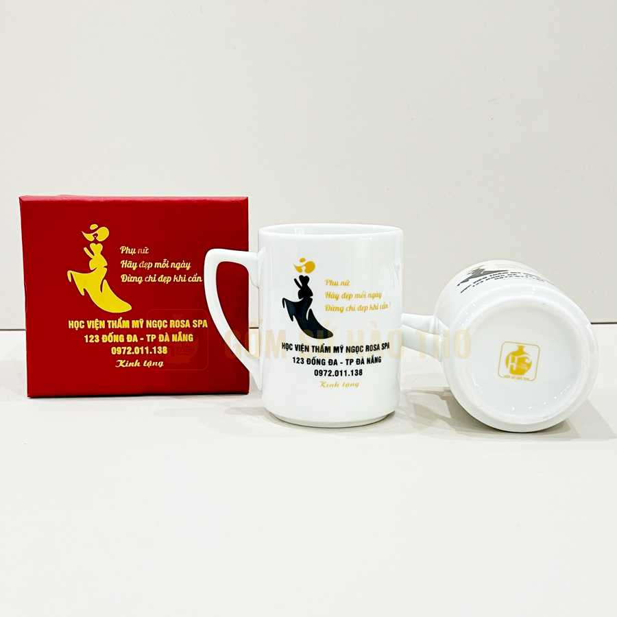 Cốc Quai Vuông COT20 345ml Men Trắng Cao Cấp Thiết Kế Độc Đáo 