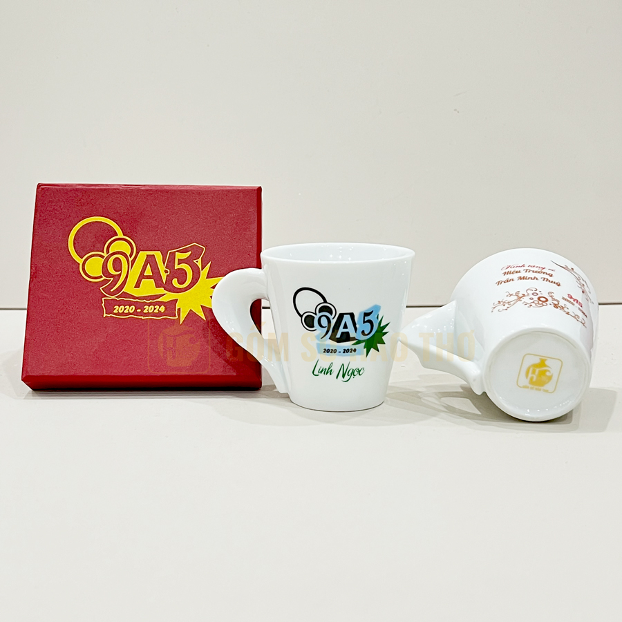 Cốc quai xoắn COT19 190ml Gốm sứ Bát Tràng Men trắng cao cấp Sang trọng 