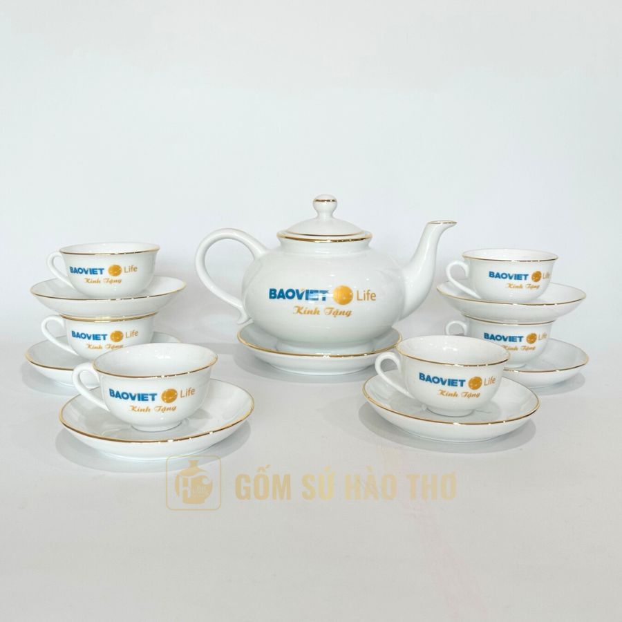 Bộ ấm chén Thiên An 500ml Gốm sứ Bát Tràng Quà tặng sang trọng 
