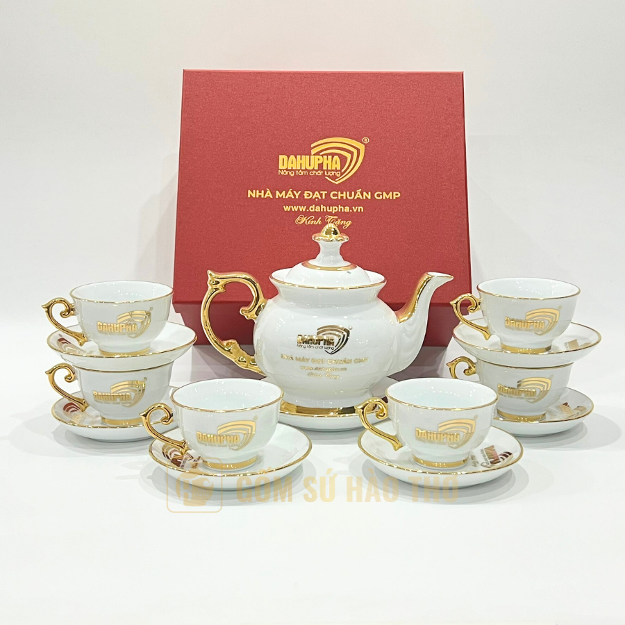 Bộ ấm chén phú quý vàng kim 24k ACVK8A cao cấp quà tặng ý nghĩa 