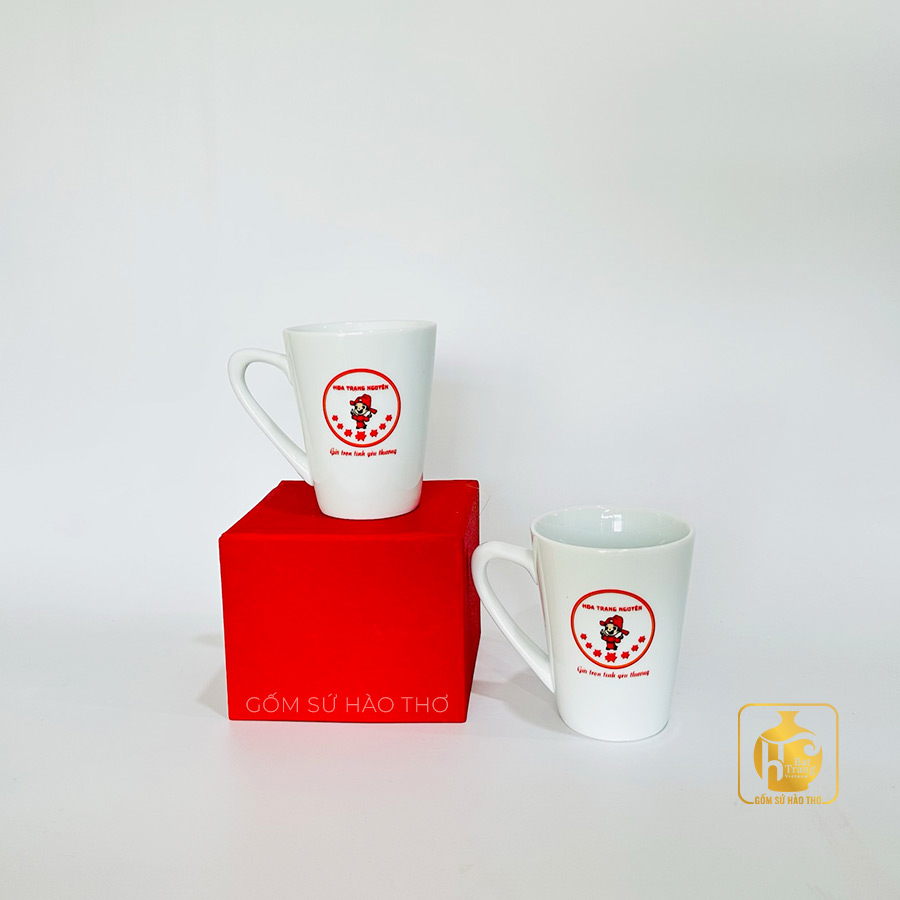 Cốc quai số 7 COT17 200ml Gốm sứ Bát Tràng men trắng sang trọng 
