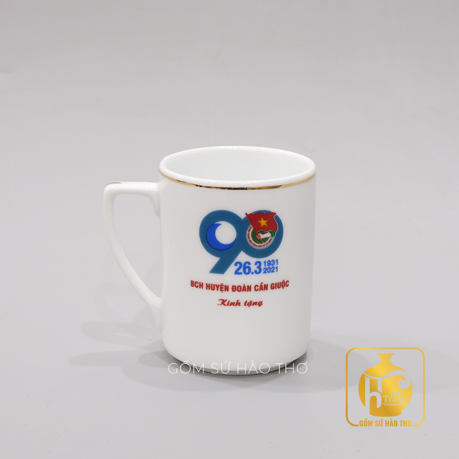 Cốc quai vuông COV19 345ml Gốm sứ Bát Tràng sang trọng tiện dụng 