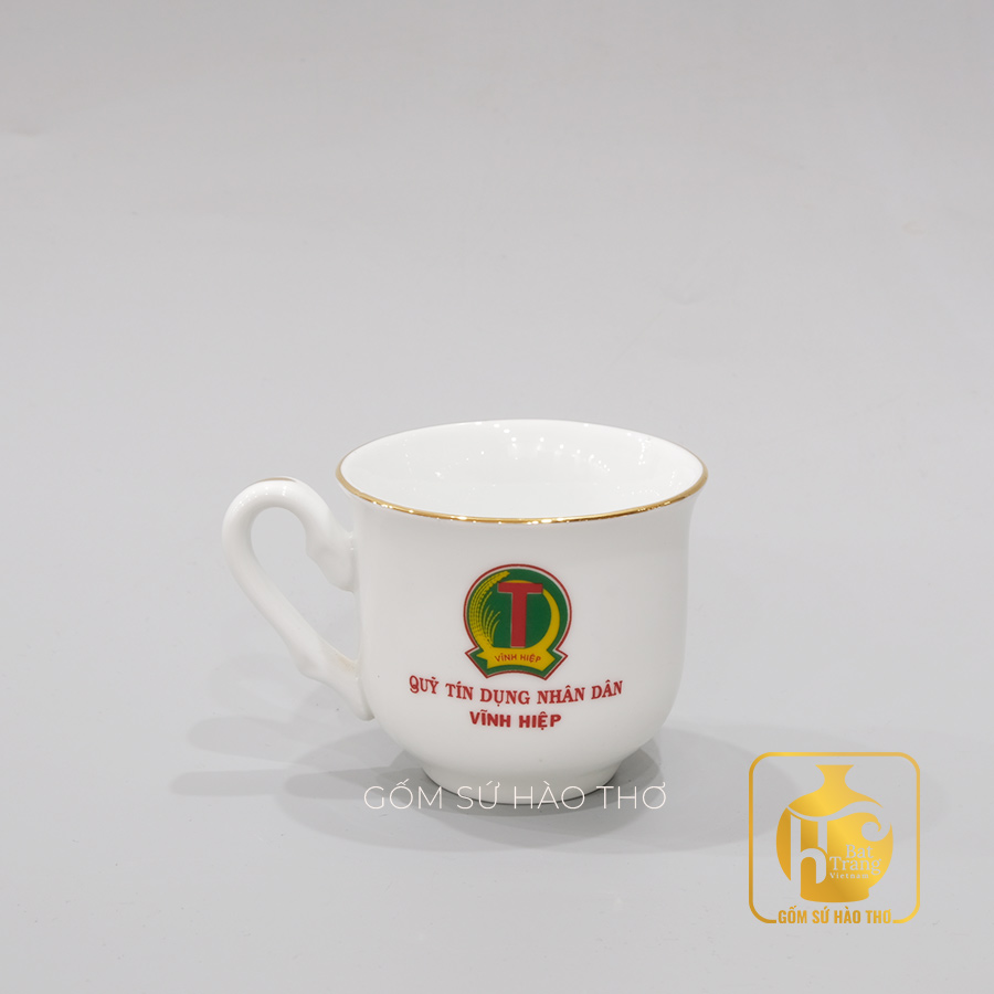 Cốc quai lượn COV23 250ml Gốm sứ Bát Tràng đẹp bền tiện dụng 
