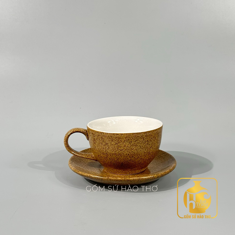 Cốc Capuchino COF 1 Bát Tràng 220ml Gốm Sứ Men Hỏa Biển 