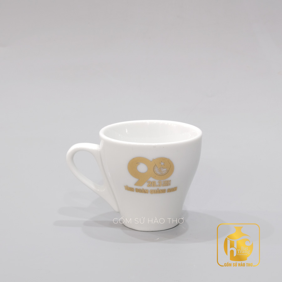 Cốc Ý trắng 150ml COT23 Gốm sứ Bát Tràng Men cao cấp Sang trọng 