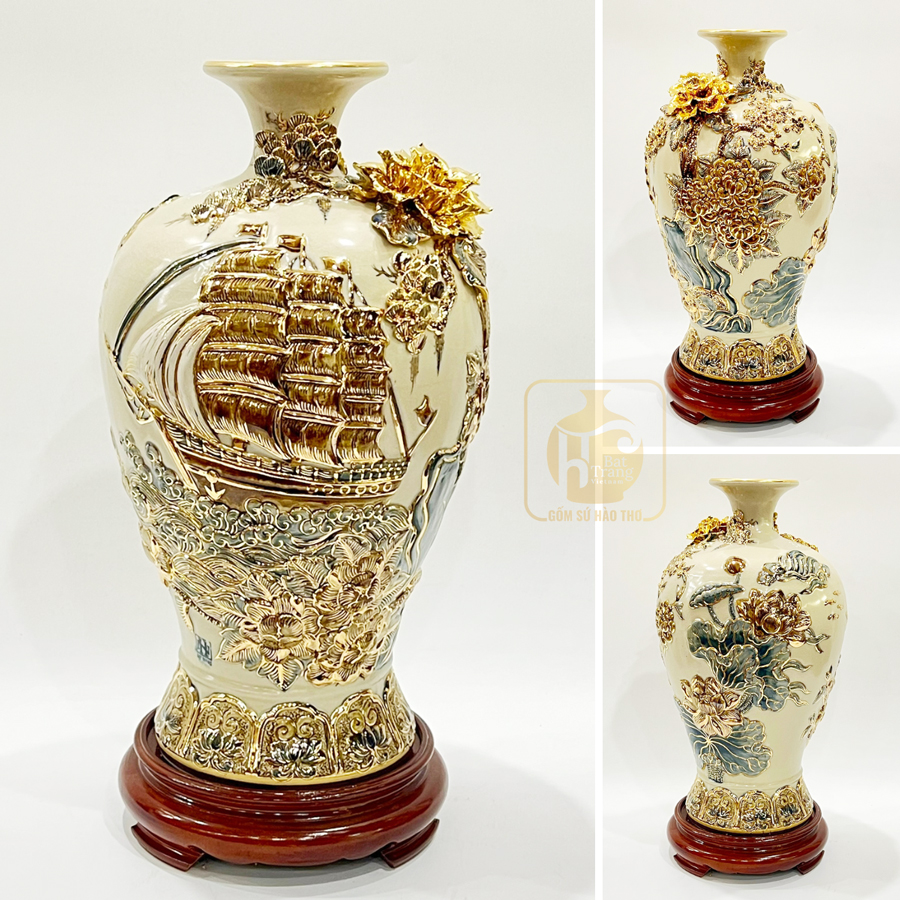 Mai bình Thuận Buồm Xuôi Gió H45 - Gốm sứ Bát Tràng sang trọng 