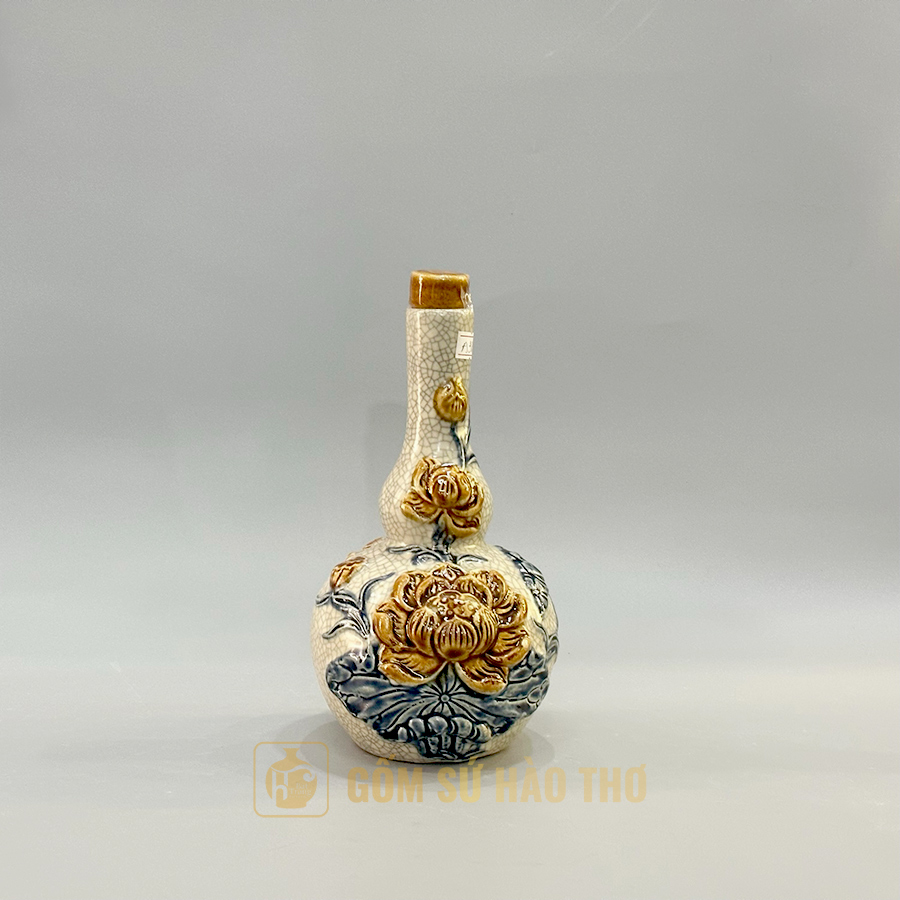 Gốm sứ Hào Thơ Nậm hoa sen DT28R19 quà biếu phong thủy Bát Tràng 