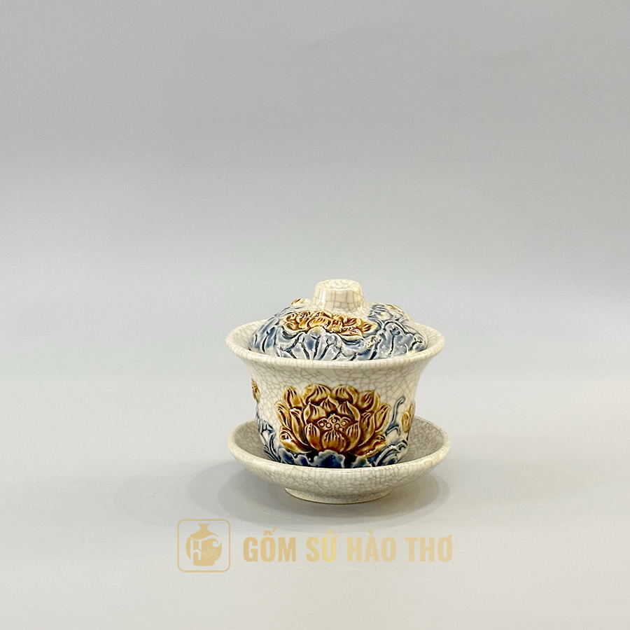 Bát cuốn thư DT28R21 Gốm sứ Bát Tràng Quà tặng phong thủy đẳng cấp 