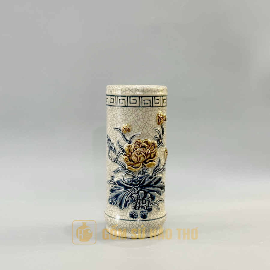Ống hương DT28R25 chất liệu men rạn quà biếu phong thủy Bát Tràng 