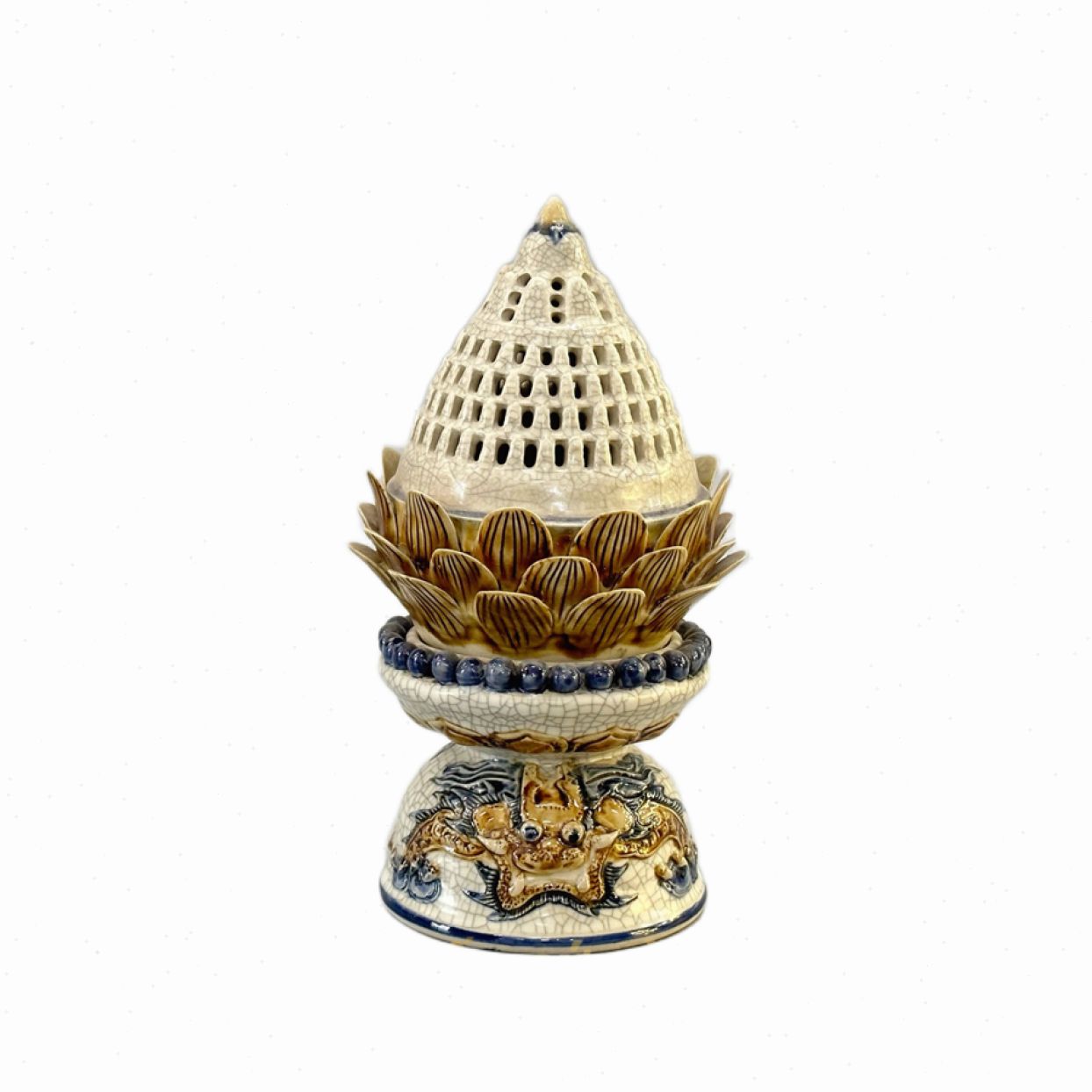 Đốt trầm cánh sen men rạn S2 DT6R28 H23 quà tặng phong thủy 