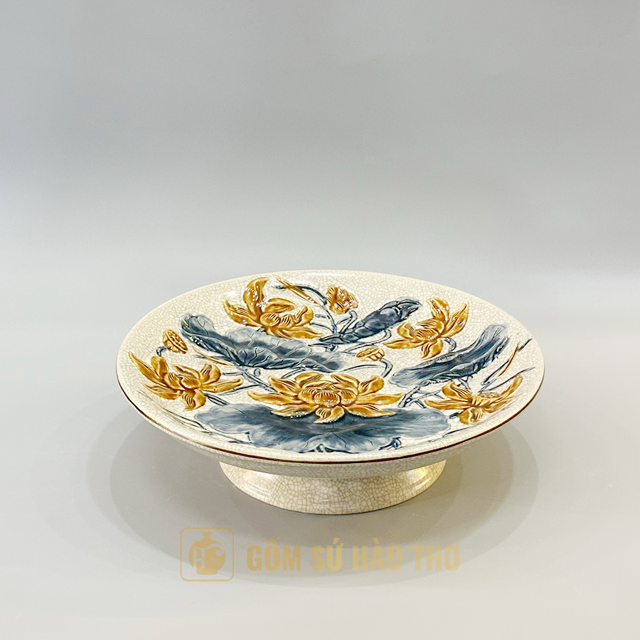 Mâm bồng DT28R22 Gốm sứ Bát Tràng Sang trọng Quà tặng Ý nghĩa 