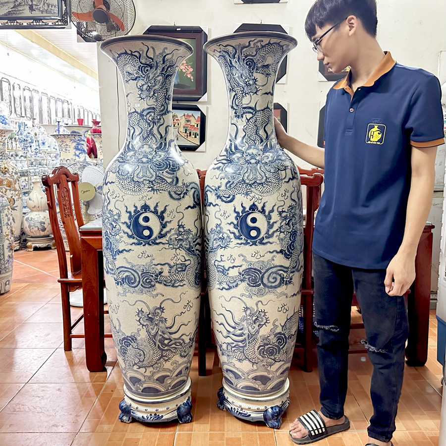 Lộc bình rồng LB496R4 Bát Tràng 1m2 1m4 1m6 Quà tặng phong thủy sang trọng 