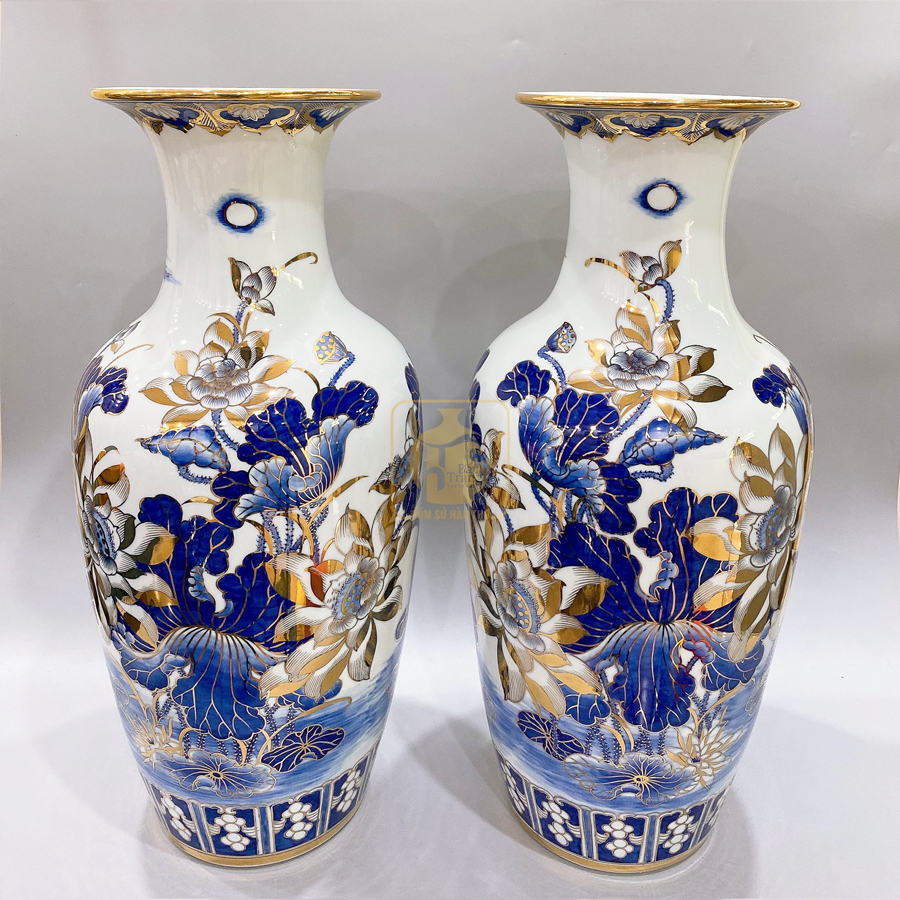 Lộc bình sen Bát Tràng LB6LVV50 50cm 60cm phong thủy đẹp sang trọng 