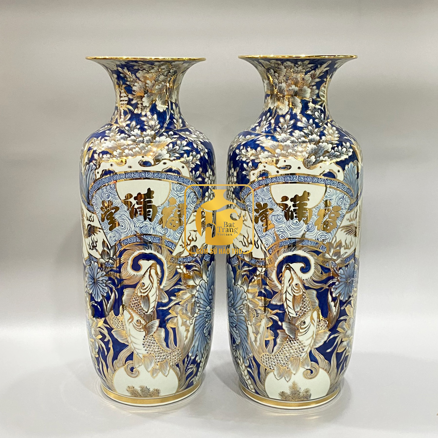 Cá chép vượt vũ môn 60cm gốm sứ Hào Thơ phong thủy quà tặng 