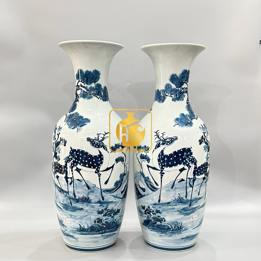 Lộc bình Tùng Hạc LB6L52 H60 Gốm sứ Bát Tràng Quà phong thủy 