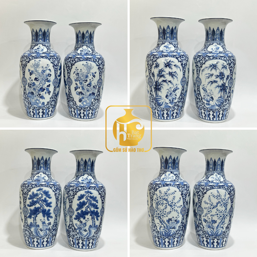 Lộc bình tứ cảnh LB28L52 cao 60cm sang trọng quà biếu phong thủy 