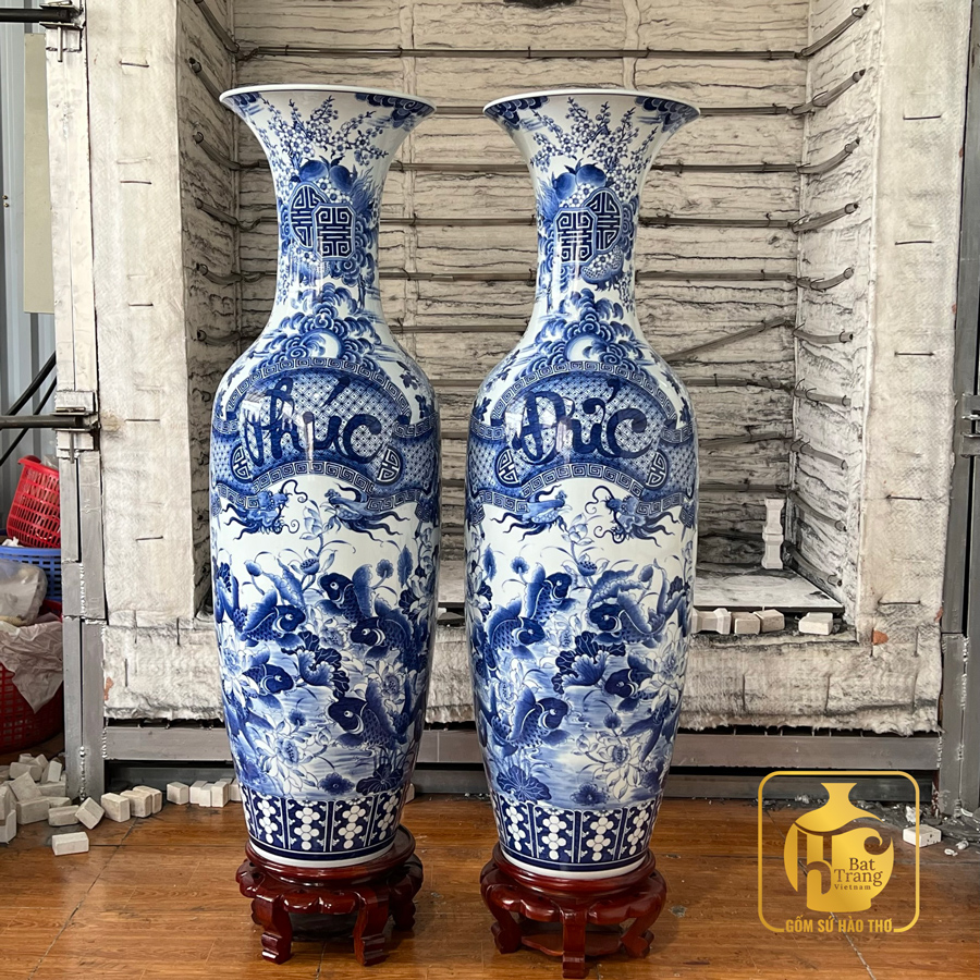 Gốm sứ Lộc bình Phúc Đức LB6L1 1m2-1m6 quà biếu sang trọng 