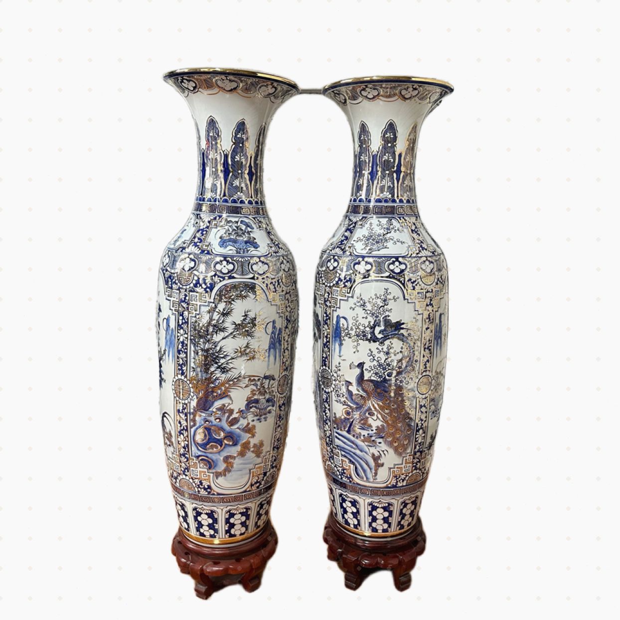 Lục bình tứ cảnh 1m4 LB28LVV3 – Gốm sứ Bát Tràng, quà tặng phong thủy 