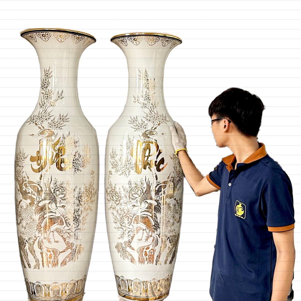 Lộc bình Phúc Đức 1m4 vẽ vàng 24k quà tặng phong thủy giá tốt 