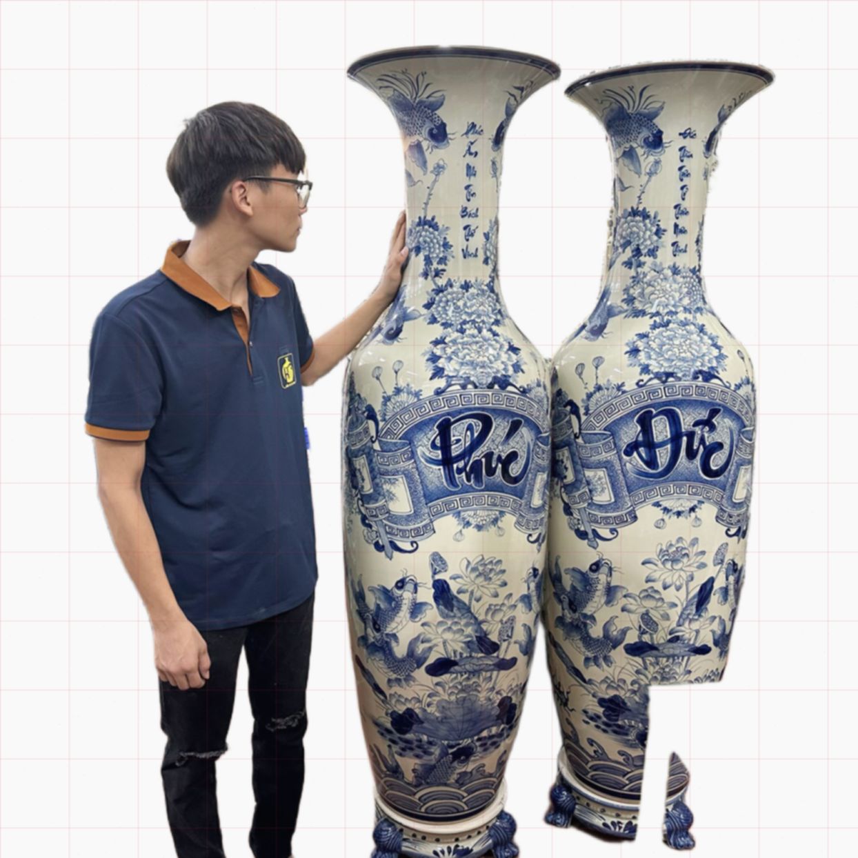 Lộc bình Phúc Đức LB496L3 Bát Tràng 1m2-1m6 Quà tặng cao cấp 