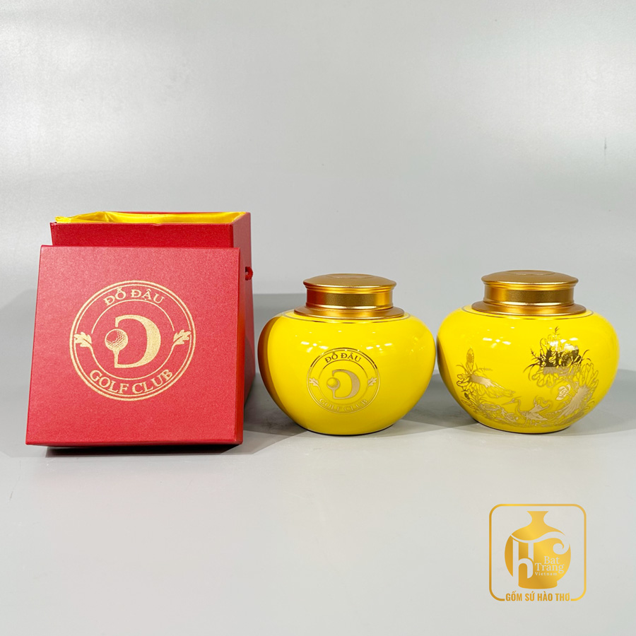 Lọ Chè Quả Hồng Chỉ VK LC12 13cm Gốm Sứ Bát Tràng Sang Trọng 