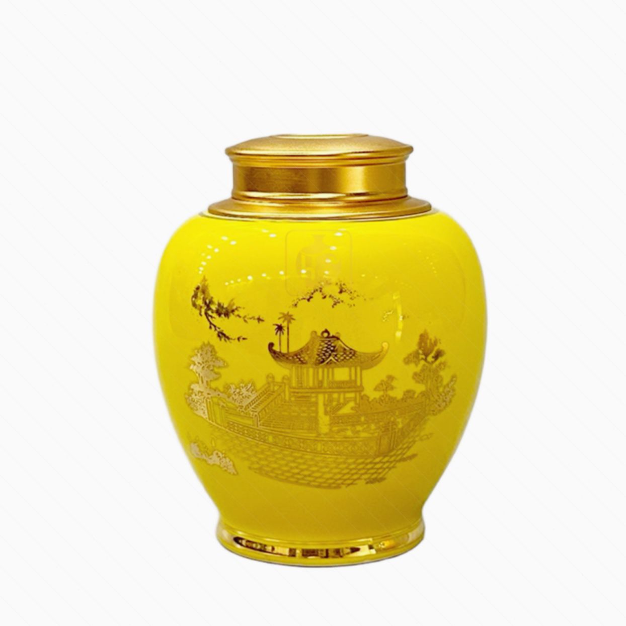 Lọ chè dáng chóe LC006 gốm sứ Bát Tràng cao cấp 15cm 