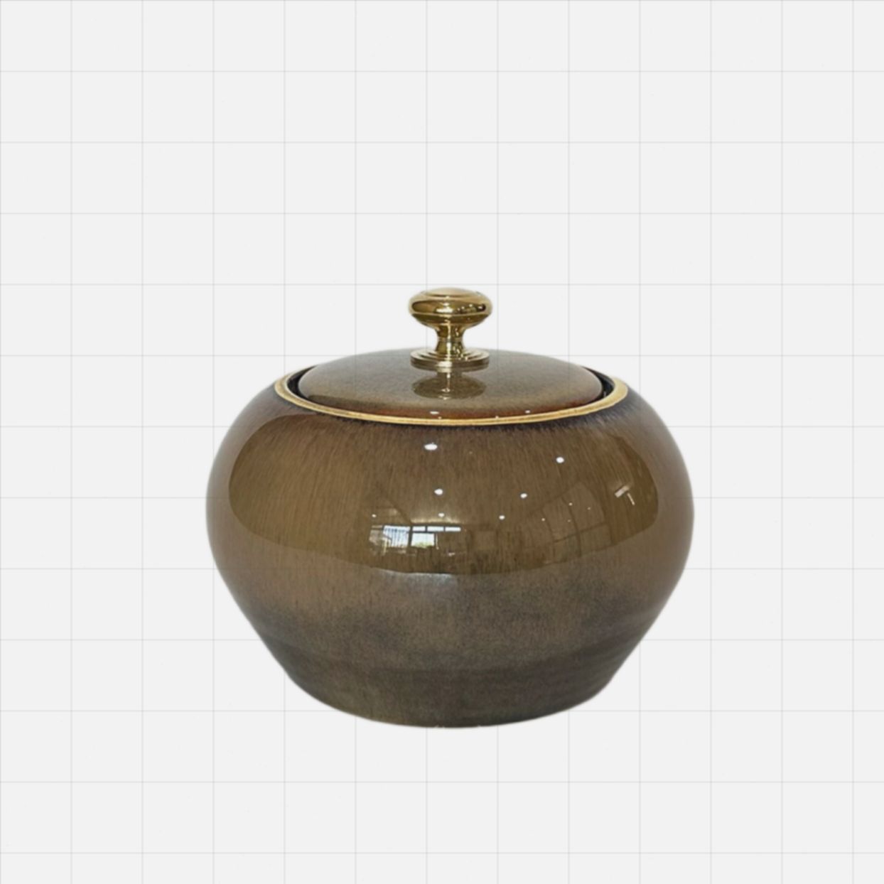 lọ chè hỏa biến vàng kim cao cấp LC27 gốm sứ Bát Tràng 8cm 