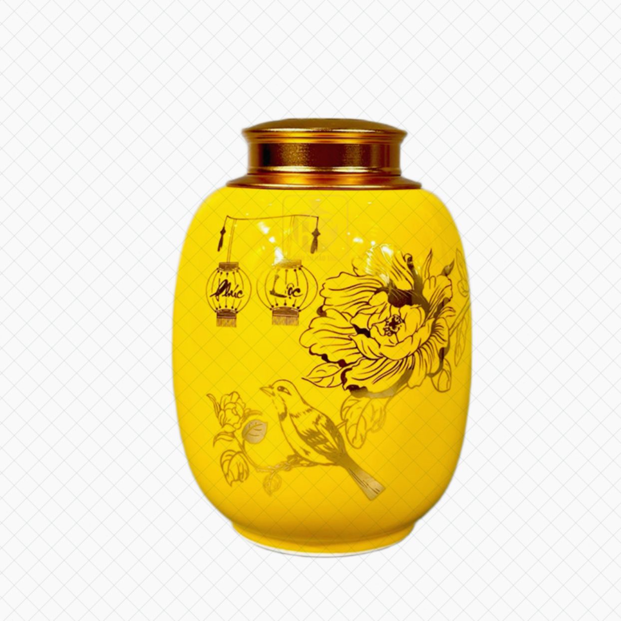 lọ chè dáng bí không chân LC17 gốm sứ Bát Tràng cao cấp 