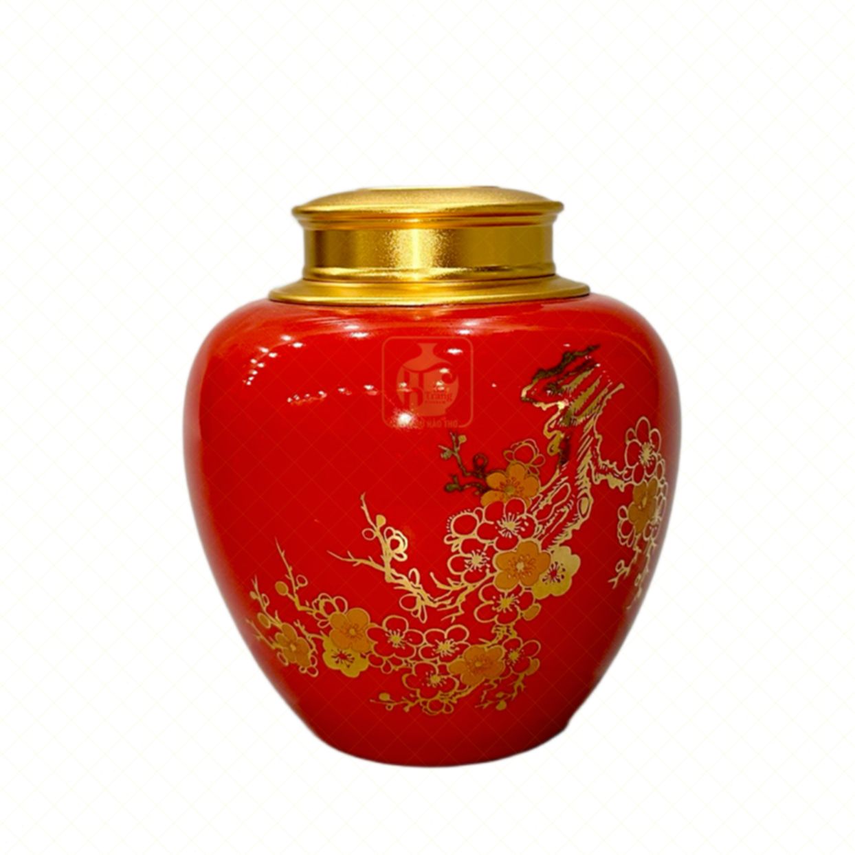 Lọ chè dáng chóe LC005 15cm Bát Tràng Gốm sứ cao cấp sang trọng 